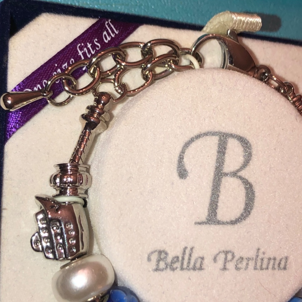 Bella Perlina Silver Art Glass SlCharm Bracelet Blue Bella Pelina - Picture 12 of 16